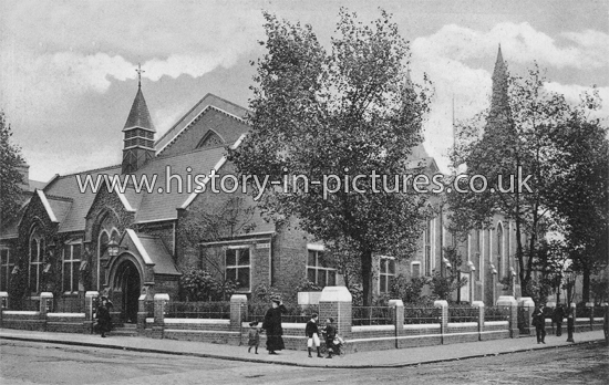St Stephens School and Church, Tredegar Road, Bow, London 1909.